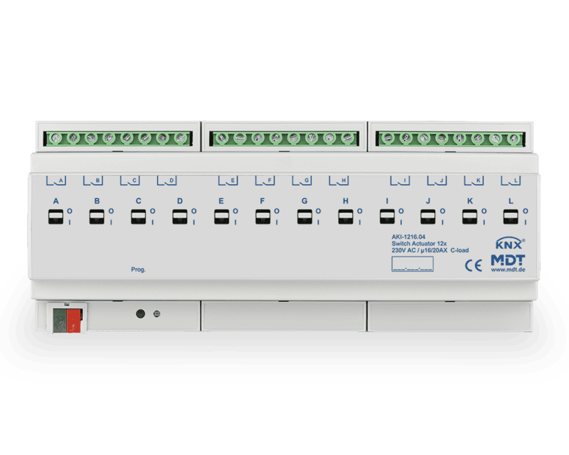 aki-1216-04 KNX Switch Actuator 12-Channel 20A C-Load, 12SU MDRC - Image 1