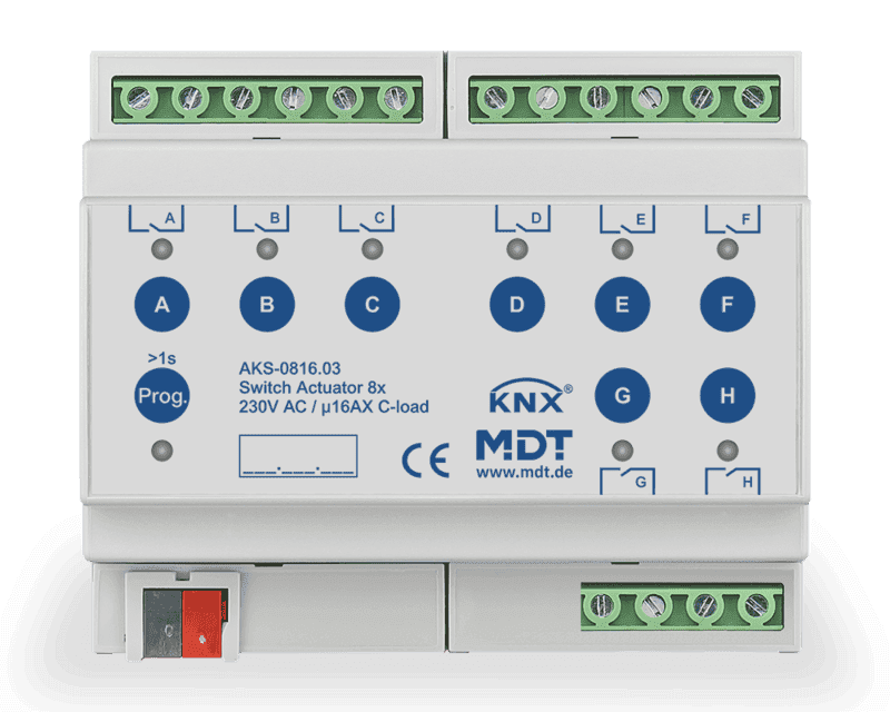 aks-0816-03 KNX Switch Actuator 8-Channel 16A C-Load 6SU MDRC - Image 1