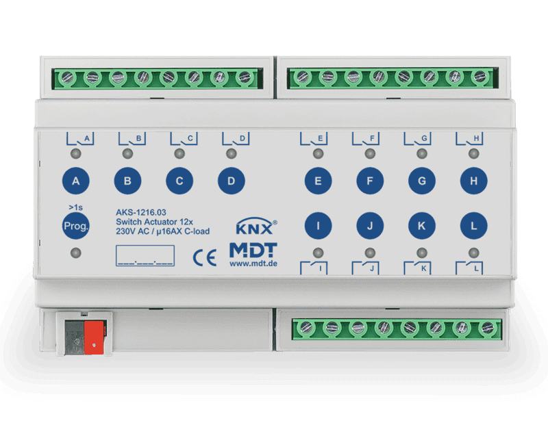 aks-1216-03 KNX Switch Actuator 12-Channel 16A C-Load 8SU MDRC - Image 1
