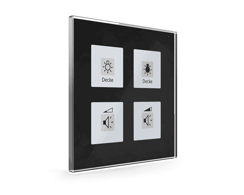 be-gt04s-01 KNX Glass Push Button Plus 4-Gang Black - Image 1