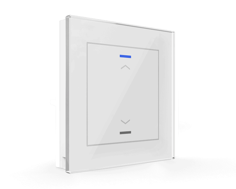 be-gtl10w-a1 KNX Glass Push Button II Light 1-Gang RGBW Blinds, White - Image 1