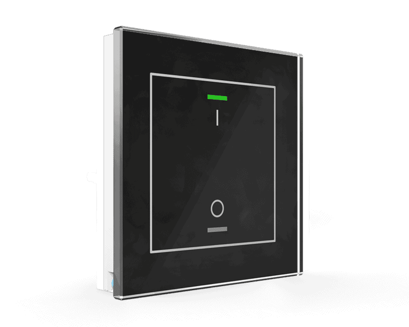 be-gtl1ts-b1 KNX Glass Push Button II Light 1-Gang RGBW Switch Black with Temperature Sensor - Image 1