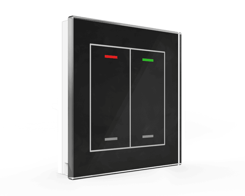 be-gtl20s-01 KNX Glass Push Button II Light 2-Gang RGBW Black - Image 1