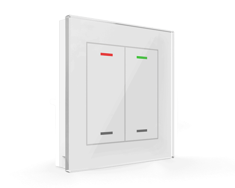be-gtl20w-01 MDT Glass Push Button II Light 2-Gang RGBW Blinds Control – Black (KNX Secure) - Image 1