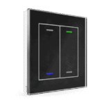 KNX Glass Push Button II Light 2-Gang RGBW Black with Temperature Sensor