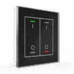KNX Glass Push Button II Light 2-Gang RGBW Switch Black with Temperature Sensor