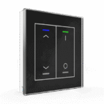 KNX Glass Push Button II Light 2-Gang RGBW Blinds+Switch with Temperature Sensor, Black