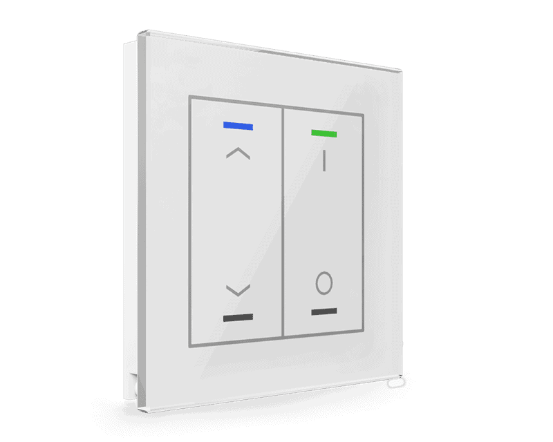 be-gtl2tw-c1 KNX Glass Push Button II Light 2-Gang RGBW Blinds+Switch White with Temperature Sensor - Image 1