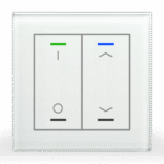 KNX Glass Push Button II Light 2-Gang RGBW Switch+Blinds White with Temperature Sensor