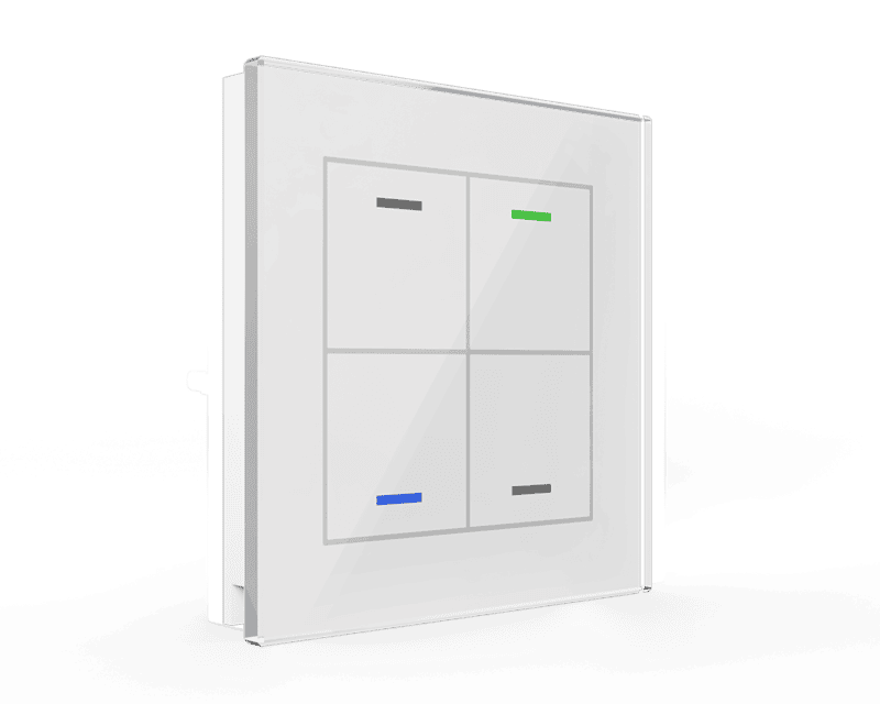 be-gtl4tw-01 KNX Glass Push Button II Light 4-Gang RGBW with Temperature Sensor, White - Image 1