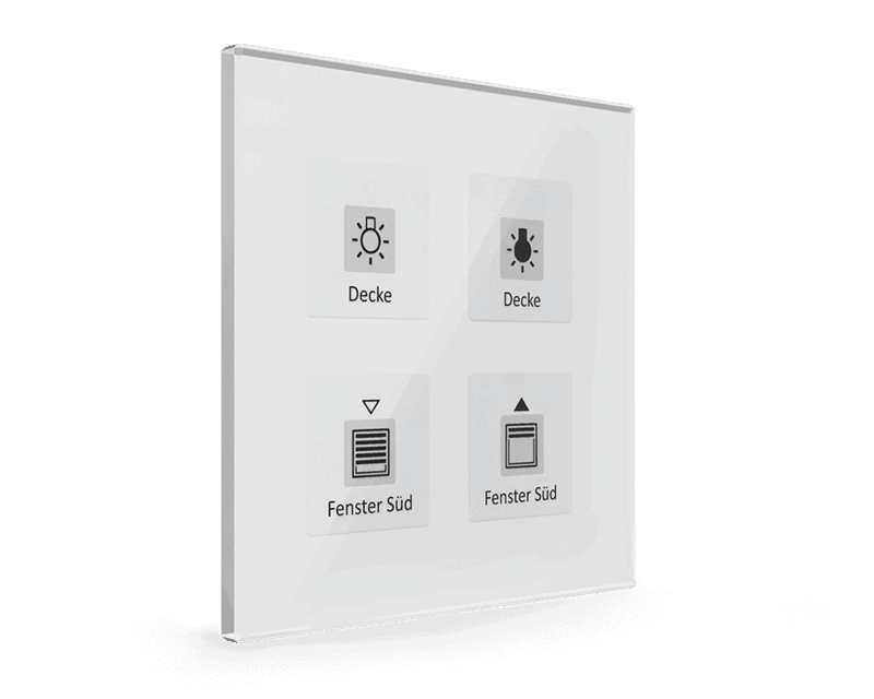 be-gtt4w-01 KNX Glass Touch Button Plus 4-Gang White with Temperature Sensor - Image 1
