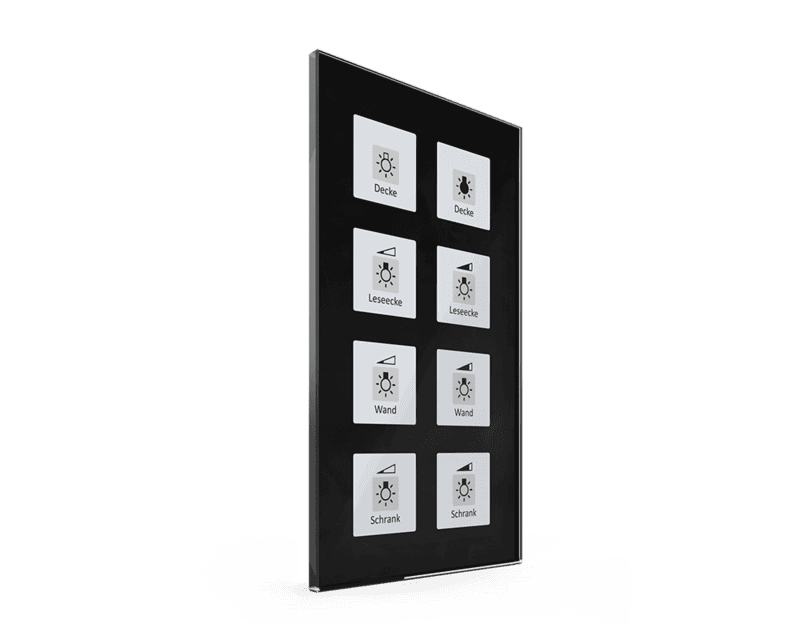 be-gtt8s-01 KNX Glass Touch Button Plus 8-Gang Black with Temperature Sensor - Image 1