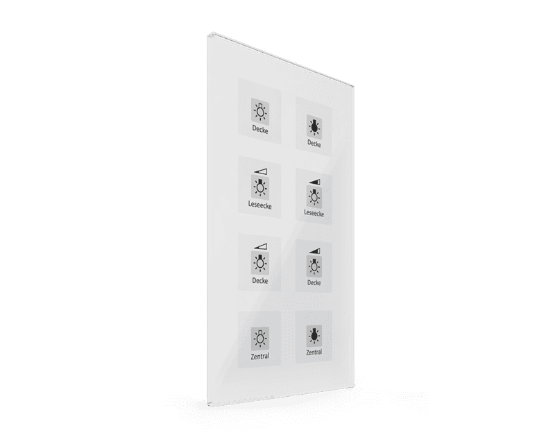 be-gtt8w-01 KNX Glass Touch Button Plus 8-Gang White with Temperature Sensor - Image 1