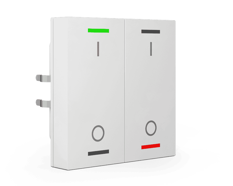 be-tal5502-b1 KNX Push Button Light 55 2-Gang RGBW Dual Switch White - Image 1