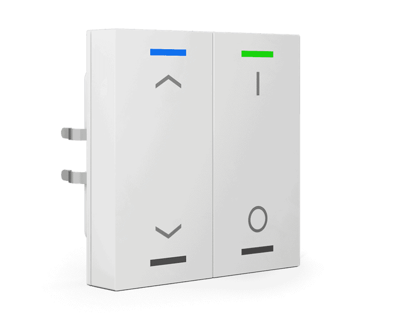 be-tal55t2-c1 KNX Push Button Light 55 2-Gang RGBW Blinds+Switch with Temperature Sensor White - Image 1