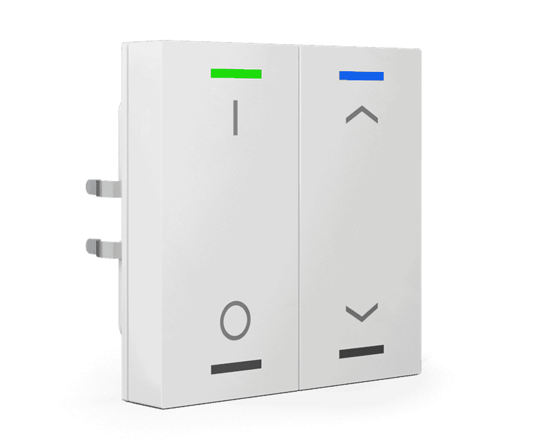 be-tal55t2-d1 KNX Push Button Light 55 2-Gang RGBW Switch+Blinds with Temperature Sensor White - Image 1