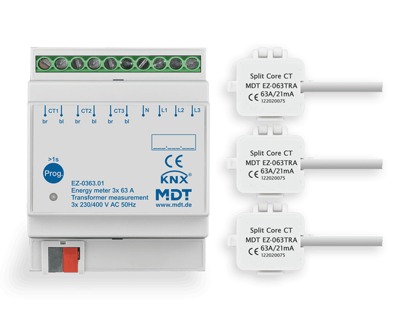 ez-0363-01 KNX Energy Meter 3-Channel 63A Transformer 4SU MDRC - Image 1