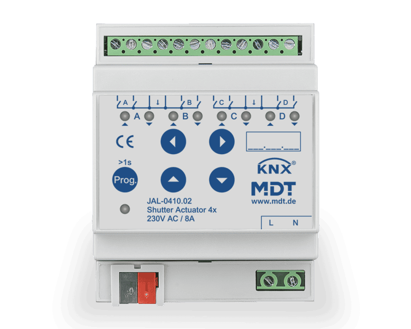 jal-0410-02 KNX Shutter Actuator 4-Channel 4SU MDRC 8A 230V AC - Image 1