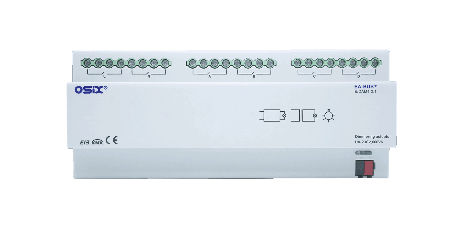 osix-e-das4.1.1-hd KNX Dimming Actuator E/DAS4.1.1 4 fold 1A 200W DIN — OSIX - Image 1
