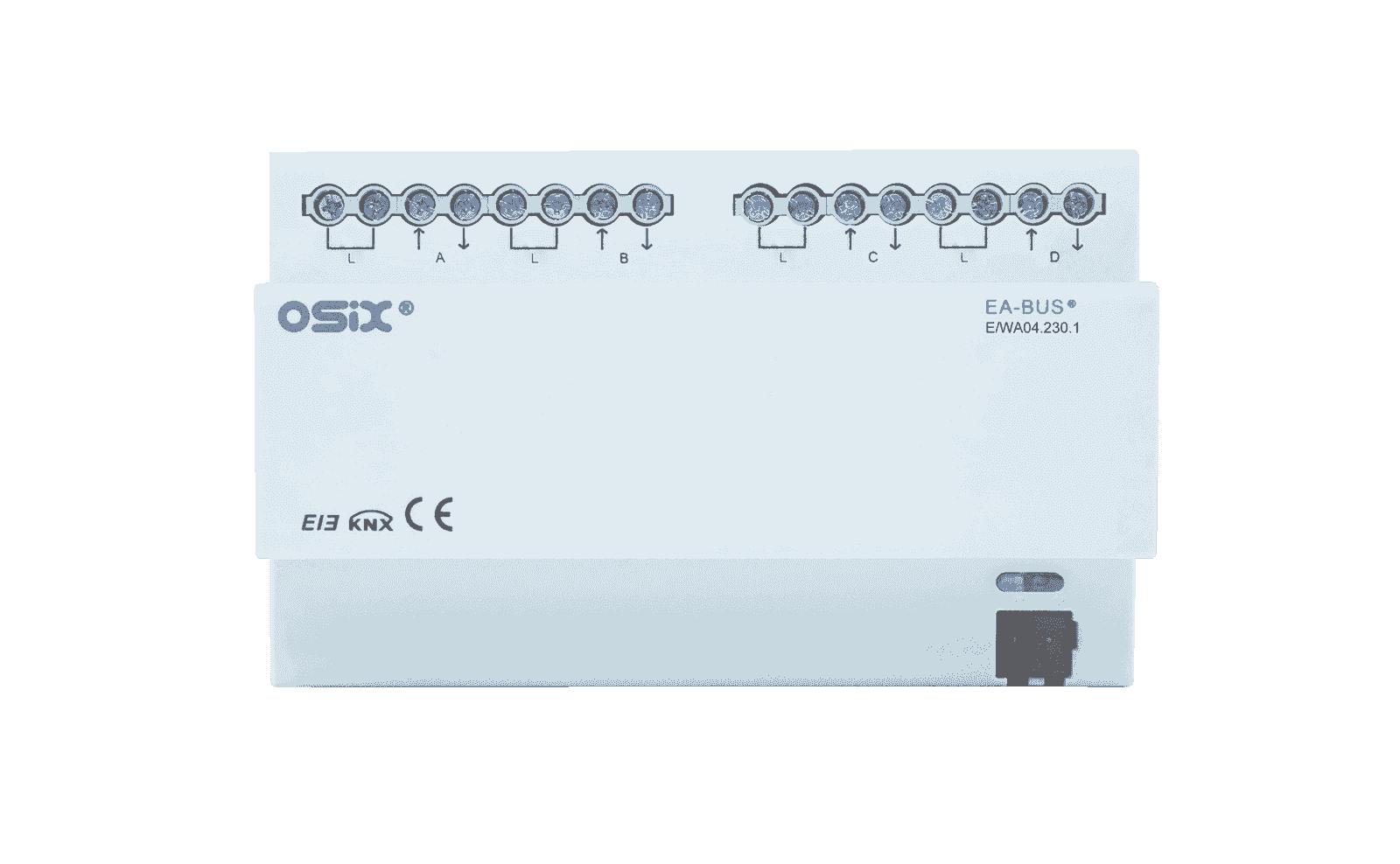 osix-e-wa04.230.1-hd KNX Curtain Actuator E/WA04.230.1 4 fold AC motor DIN — OSIX - Image 1