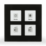 KNX RF+ Glass Push Button Plus RF-GTT4S.01 4-Gang with Actuator, Black