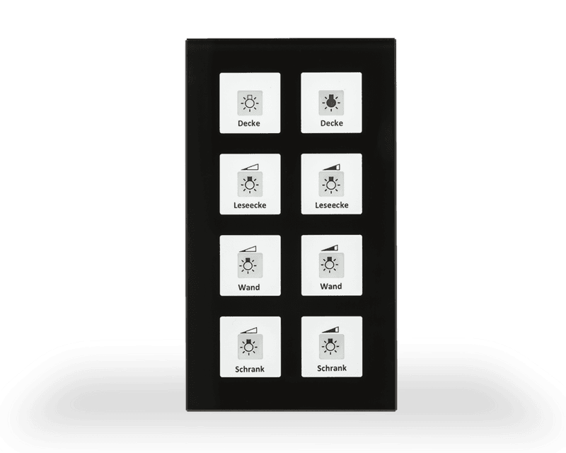 rf-gtt8s-01 KNX RF+ Glass Push Button Plus RF-GTT8S.01 8-Gang with Actuator, Black - Image 1