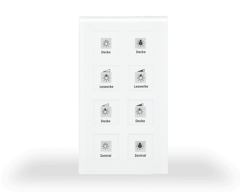 rf-gtt8w-01 KNX RF+ Glass Push Button Plus RF-GTT8W.01 8-Gang with Actuator, White - Image 1