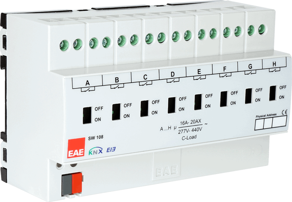 smp-sa108-eae-s-knx KNX Switching Actuator 8-Channel 16A - Image 1
