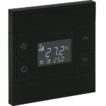 Oria KNX Thermostat, 2-Gang, Anthracite, Black Glass, Front Status LED