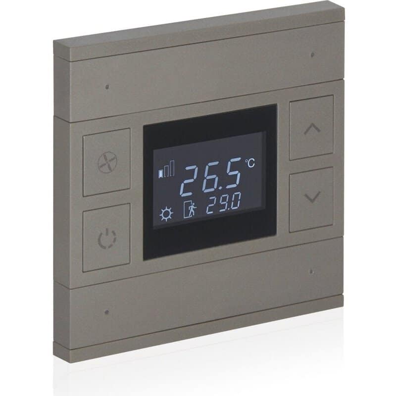 int-ot2-070100 Oria KNX Thermostat, 2-Gang, Antique, Black Glass - Image 1