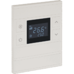 Oria KNX Thermostat, 3-Gang, Pearl White, Black Glass
