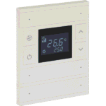 Oria KNX Thermostat, 3-Gang, Pearl White, Black Glass, Front Status LED
