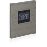 Oria KNX Thermostat, 3-Gang, Antique, Black Glass
