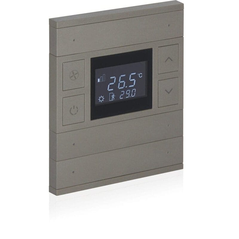 int-ot3-0701f0 Oria KNX Thermostat, 3-Gang, Antique, Black Glass, Front Status LED - Image 1