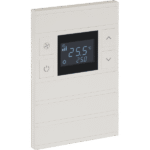 Oria KNX Thermostat, 4-Gang, Pearl White, Black Glass