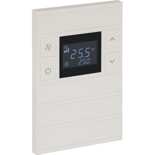 int-ot4-020100 Oria KNX Thermostat, 4-Gang, Pearl White, Black Glass - Image 1