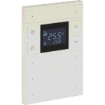 Oria KNX Thermostat, 4-Gang, Pearl White, Black Glass, Front Status LED