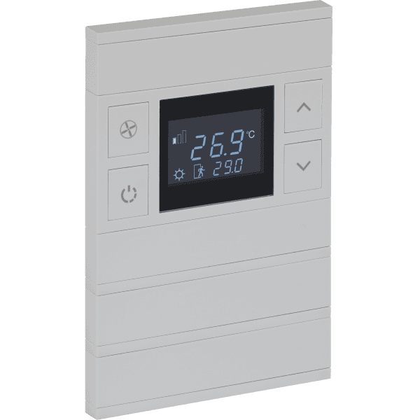 int-ot4-030100 Oria KNX Thermostat, 4-Gang, Mustang Gray, Black Glass - Image 1