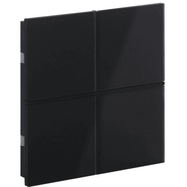 int-rcs2-0100b0 Rosa Crystal KNX Switch, 2-Gang, Black, Status LED without Icon - Image 1