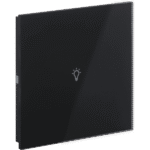 Rosa Crystal KNX Switch, Single, Black, Status LED with Icon, with Built-in Temperature Sensor