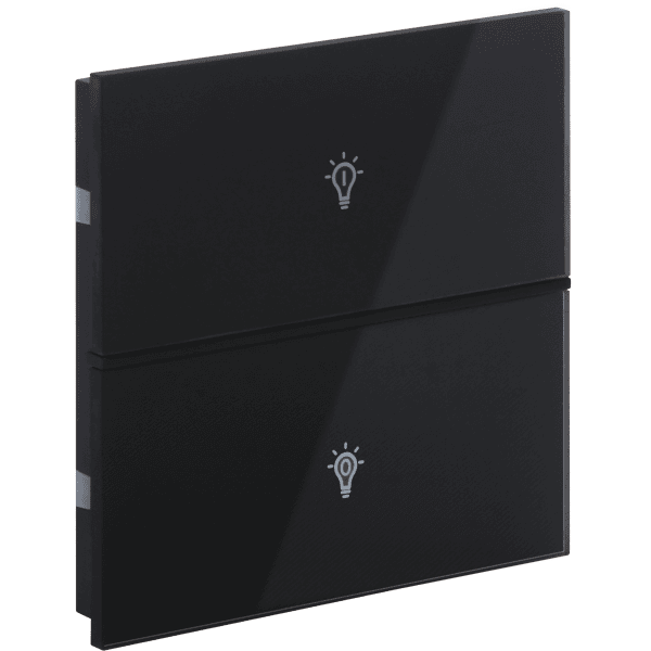 int-rcst1-0100b1 Rosa Crystal KNX Switch, 1-Gang, Black, Status LED with Icon - Image 1