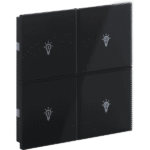 Rosa Crystal KNX Switch, 2-Gang, Black, Status LED with Icon, with Built-in Temperature Sensor