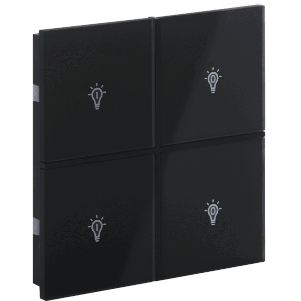 int-rcst2-0100b1 Rosa Crystal KNX Switch, 2-Gang, Black, Status LED with Icon, with Built-in Temperature Sensor - Image 1