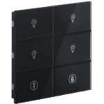 Rosa Crystal KNX Switch, 3-Gang, Black, Status LED with Icon, with Built-in Temperature Sensor
