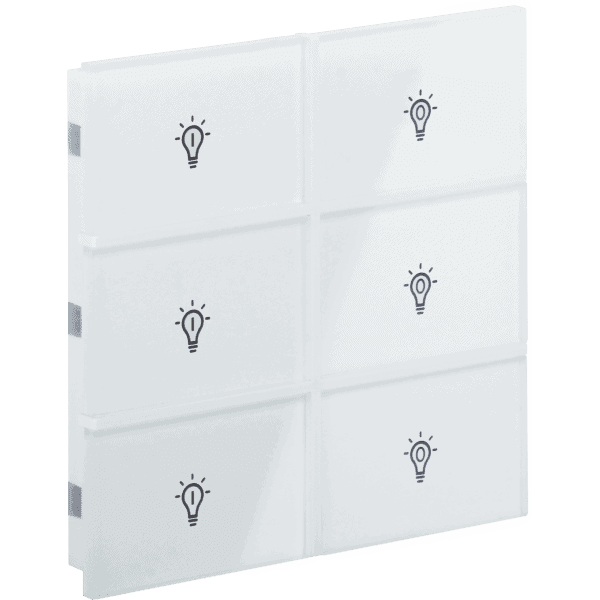 int-rcst3-0200b1 Rosa Crystal KNX Switch, 3-Gang, White, Status LED with Icon, with Built-in Temperature Sensor - Image 1