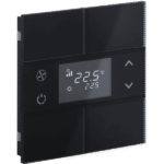 Rosa Crystal KNX Thermostat, 2-Gang, Black, Status LED without Icon