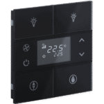 Rosa Crystal KNX Thermostat, 2-Gang, Black, Status LED with Icon