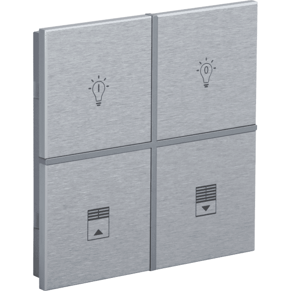 int-rms2-0400b1 Rosa Metal Brushed KNX Switch, 2-Gang, Natural, Status LED with Icon - Image 1