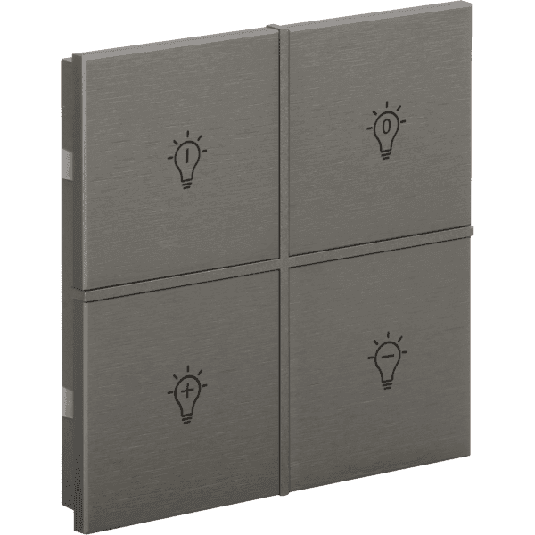 int-rmst2-0500b1 Rosa Metal Brushed KNX Switch, 2-Gang, Bronze, Status LED with Icon, with Built-in Temperature Sensor - Image 1