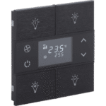 Rosa Metal Brushed KNX Thermostat, 2-Gang, Anthracite, Status LED with Icon